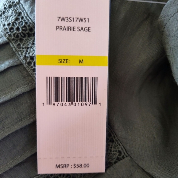 Nanette Lepore Khaki Green Grannycore Feminine Cottagecore Crochet Trim Top Size - Picture 5 of 5